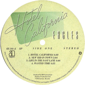 The Eagles Hotel California golden disc LP record