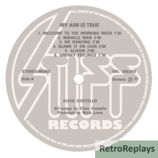 Elvis Costello 'My Aim is True' LP Label Sticker