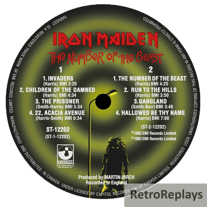 Iron Maiden 'The Number of the Beast' LP Label Magnet