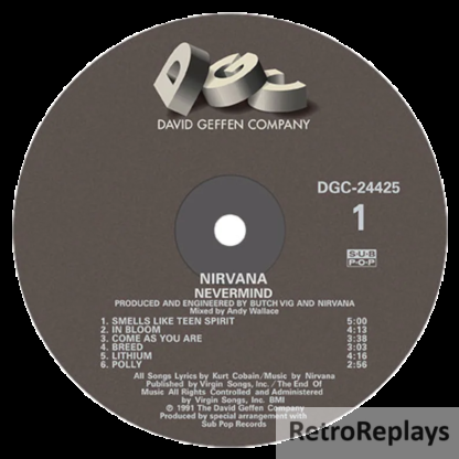 Nirvana 'Nevermind' LP Label Sticker