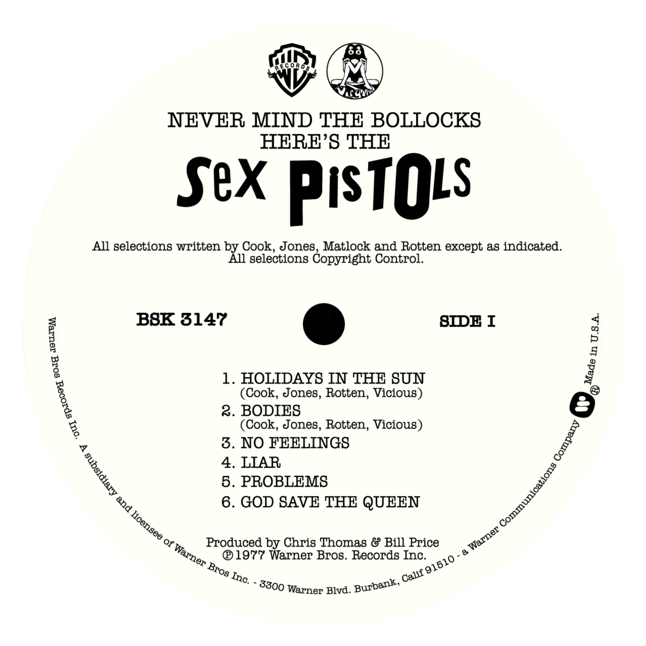 The Sex Pistols ‘never Mind The Bollocks… Lp Label Sticker Retroreplays