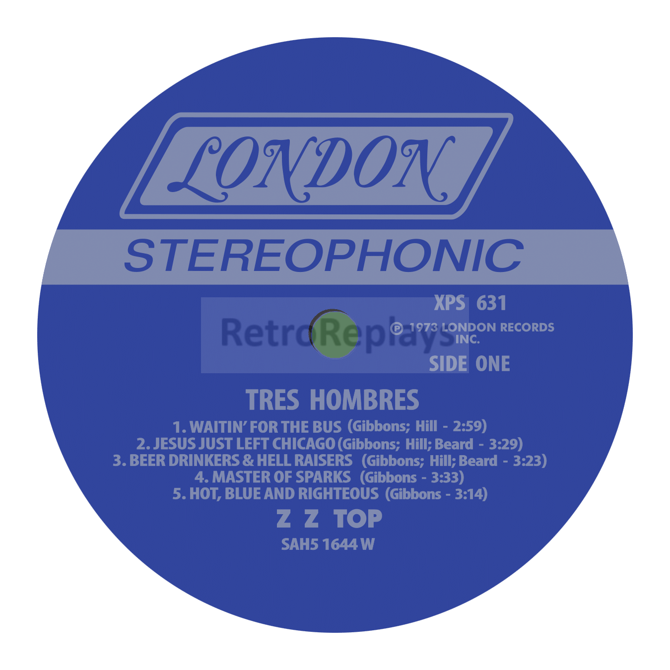 ZZ Top 'Tres Hombres' LP Label Sticker
