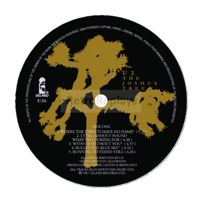 U2 'The Joshua Tree' LP Label Sticker