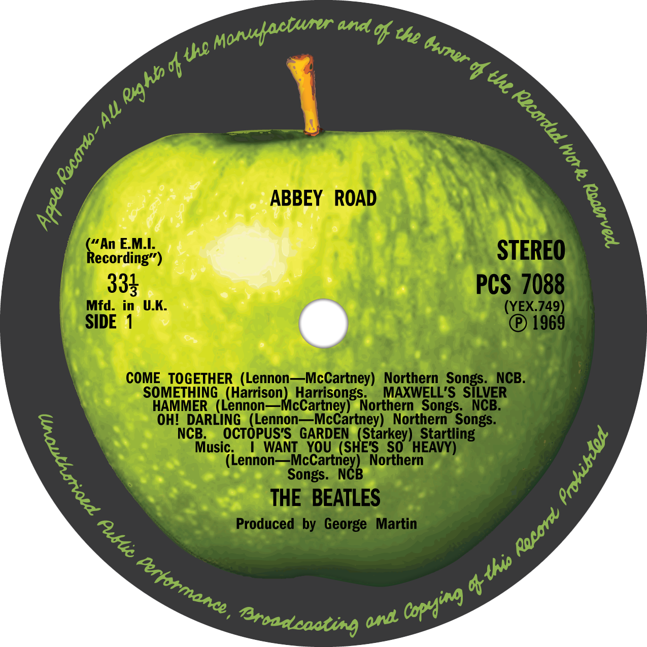 The Beatles 'Abbey Road' LP Label Sticker