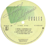 The Eagles 'Hotel California' LP Label Sticker