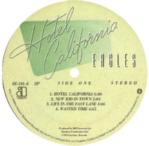 The Eagles 'Hotel California' LP Label Sticker