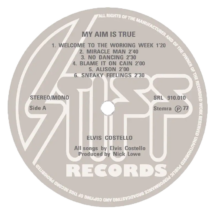 Elvis Costello 'My Aim is True' LP Label Sticker