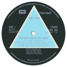 Pink Floyd 'The Dark Side of the Moon' LP Label Sticker