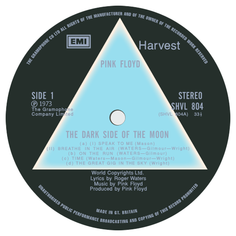 Pink Floyd 'The Dark Side of the Moon' LP Label Magnet