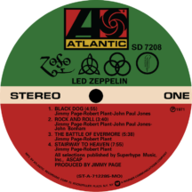 Led Zeppelin IV 'Zoso' LP Label Sticker