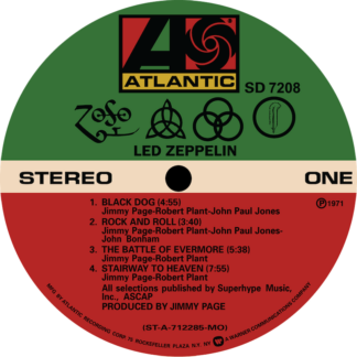 Led Zeppelin IV 'Zoso' LP Label Sticker