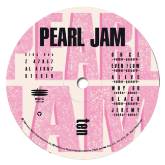 Pearl Jam 'Ten' LP Label Sticker