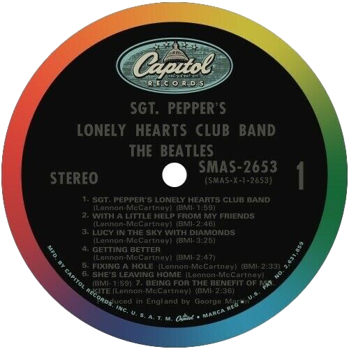 The Beatles 'Sgt. Pepper's Lonely Hearts Club Band' LP Label Sticker