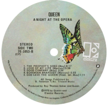 Queen 'A Night at the Opera' LP Label Sticker