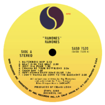 'Ramones' LP Label Sticker