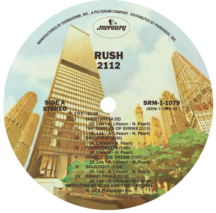 Rush '2112' LP Label Sticker
