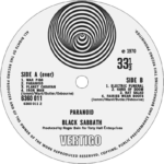 Black Sabbath 'Paranoid' LP Label Magnet
