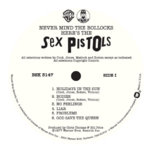The Sex Pistols 'Never Mind the Bollocks...' LP Label Sticker
