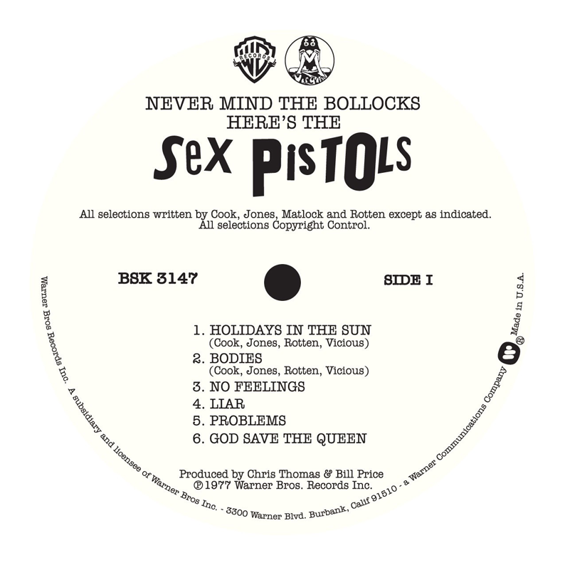 The Sex Pistols 'Never Mind the Bollocks...' LP Label Sticker